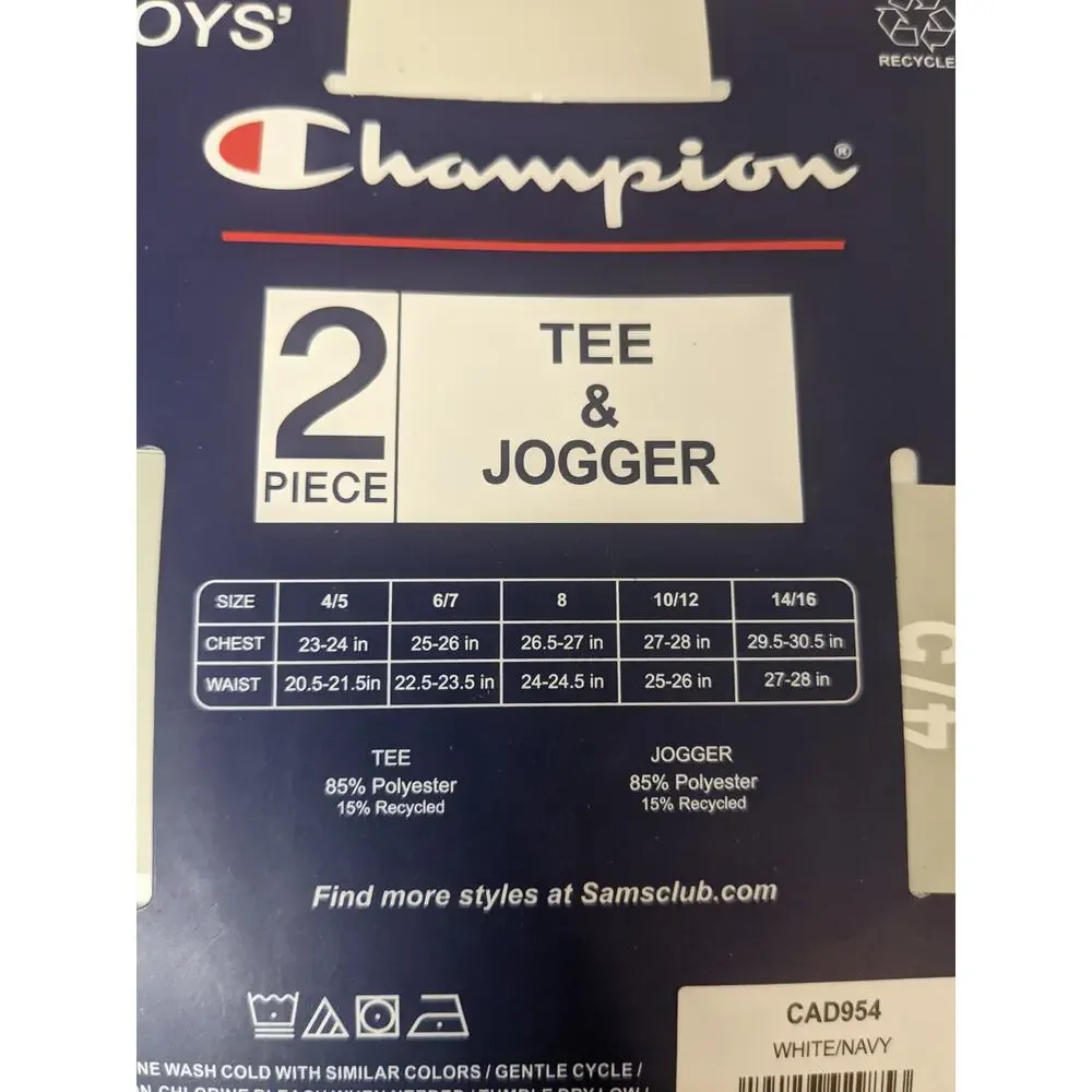 Champion Tee And Jogger 2Pc Outfit Boys 4/5 Set White Blue Kids Lightweight Set‎